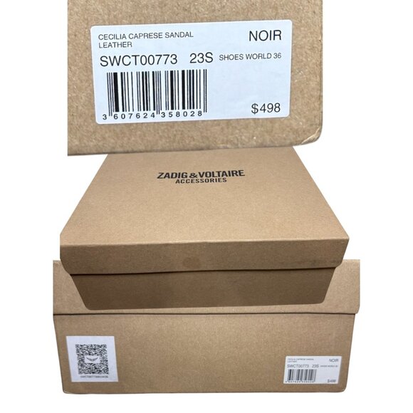 Zadig & Voltaire Cecilia Caprese Sandals Leather Black New in Box - Picture 8 of 11